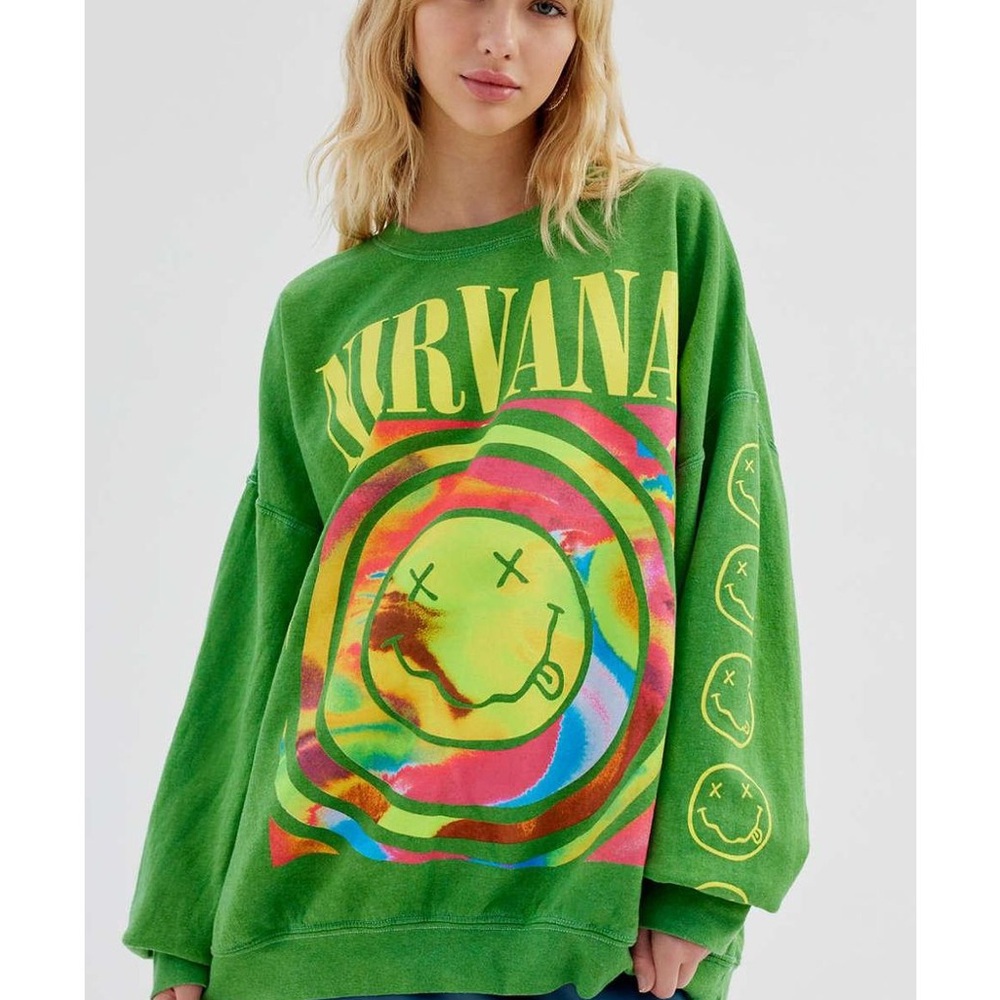Urban Outfitters Green Nirvana Graphic Sweatshirt